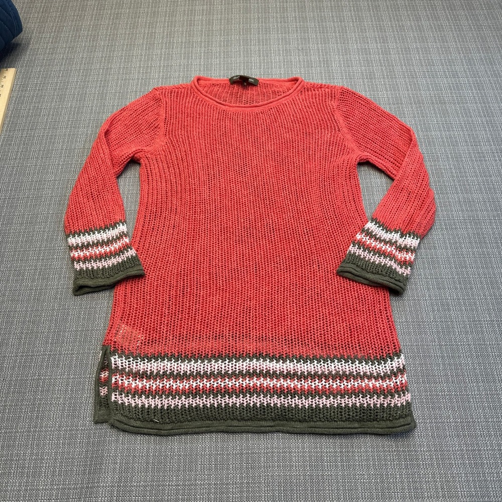 Tommy Bahama Open Weave Knit Tunic Sweater Small Coral Linen Blend Cover Up